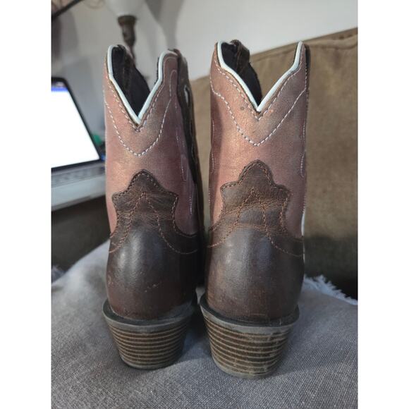Justin Chellie Gypsy Cowgirl Boots Leather Womens Size 7.5B Chocolate and Copper - Picture 4 of 6